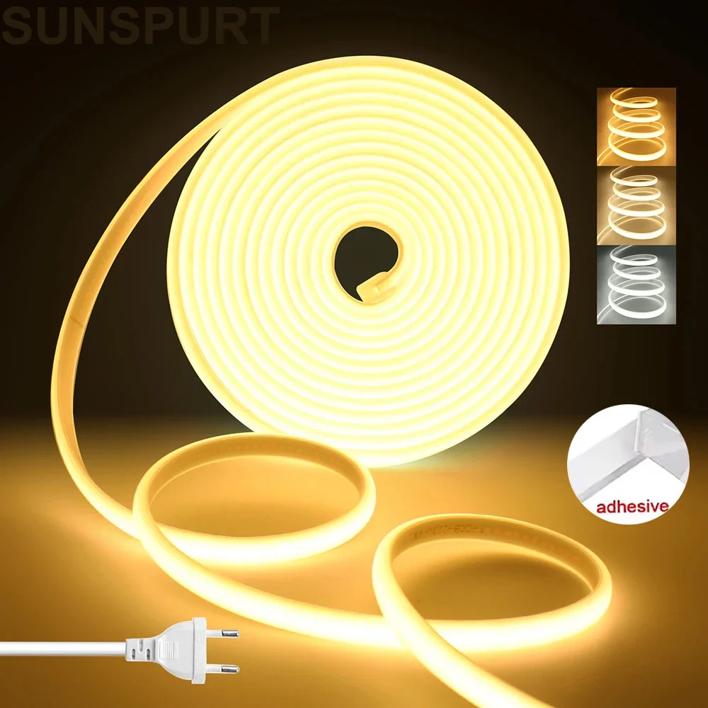 AC220V Super Bright COB LED Strip White 6000K 3000K FOB Tape Ribbon EU Plug 35M 30M 25M 20M 15M 10M Neon Lights For Kitchen Room
AC220V Super Bright COB LED Strip White 6000K 3000K FOB Tape Ribbon EU Plug 35M 30M 25M 20M 15M 10M Neon Lights For Kitchen Room