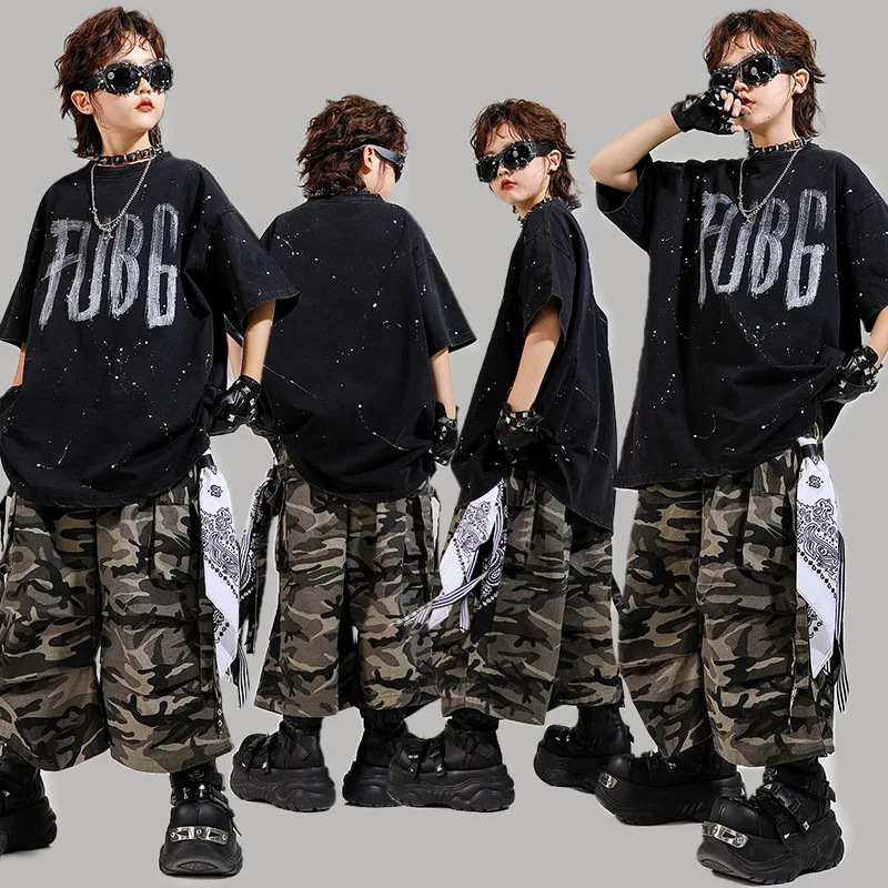 Kid Kpop Hip Hop Clothing Black Letter T Shirt Camo Strap Parachute Cargo Shorts Middle Pants for Girl Boy Dance Costume Clothes
Kid Kpop Hip Hop Clothing Black Letter T Shirt Camo Strap Parachute Cargo Shorts Middle Pants for Girl Boy Dance Costume Clothes