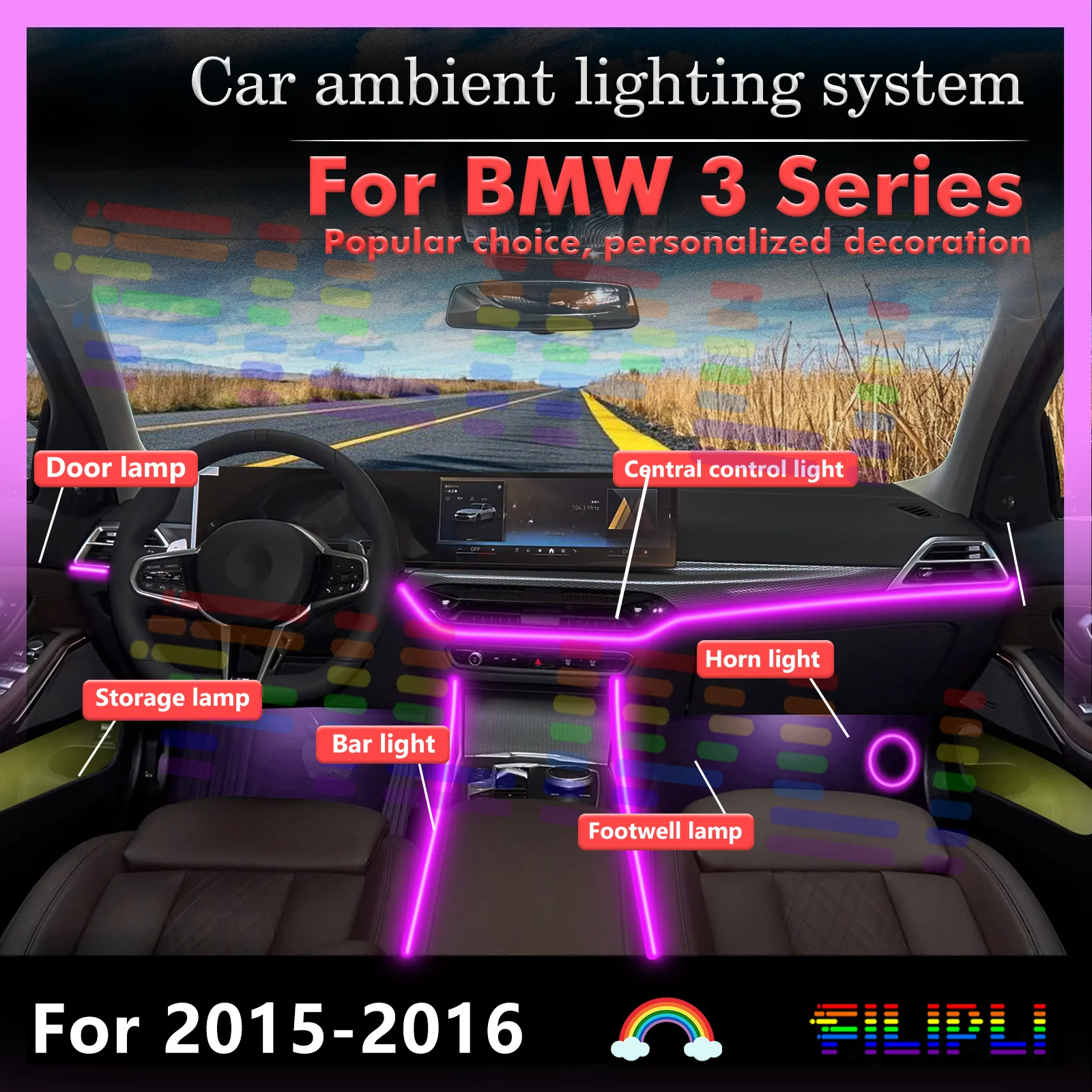 Car LED Interior Ambient Lights: High-Quality LED Lights for a Modern Look For BMW 3 Series only E92 E93 F30 F31 F34 G20 G28
Car LED Interior Ambient Lights: High-Quality LED Lights for a Modern Look For BMW 3 Series only E92 E93 F30 F31 F34 G20 G28