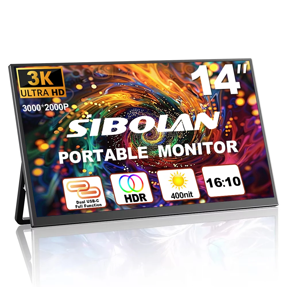 Портативный монитор SIBOLAN 14 дюймов 3K, 3000*200P, 100% sRGB, 420 кд/м², для игр, расширение экрана ПК, USB-C, HDMI, для ноутбуков, ПК, Switch, PS4/5, Xbox
Портативный монитор SIBOLAN 14 дюймов 3K, 3000*200P, 100% sRGB, 420 кд/м², для игр, расширение экрана ПК, USB-C, HDMI, для ноутбуков, ПК, Switch, PS4/5, Xbox