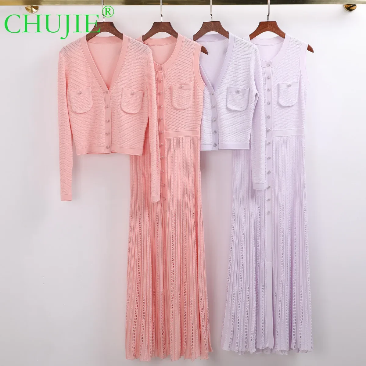 CHUJIE Summer/Fall French Style Knit Set, Long Sleeve Cardigan & Sleeveless Dress, Slim Fit Premium Quality 2-piece Set Outfit
CHUJIE Summer/Fall French Style Knit Set, Long Sleeve Cardigan & Sleeveless Dress, Slim Fit Premium Quality 2-piece Set Outfit