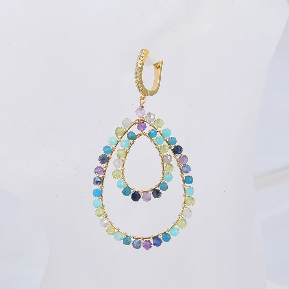 Natural Semi Presious Gems Teardrop Cz Paved Lever Back Dangle Earrings For Women
Natural Semi Presious Gems Teardrop Cz Paved Lever Back Dangle Earrings For Women