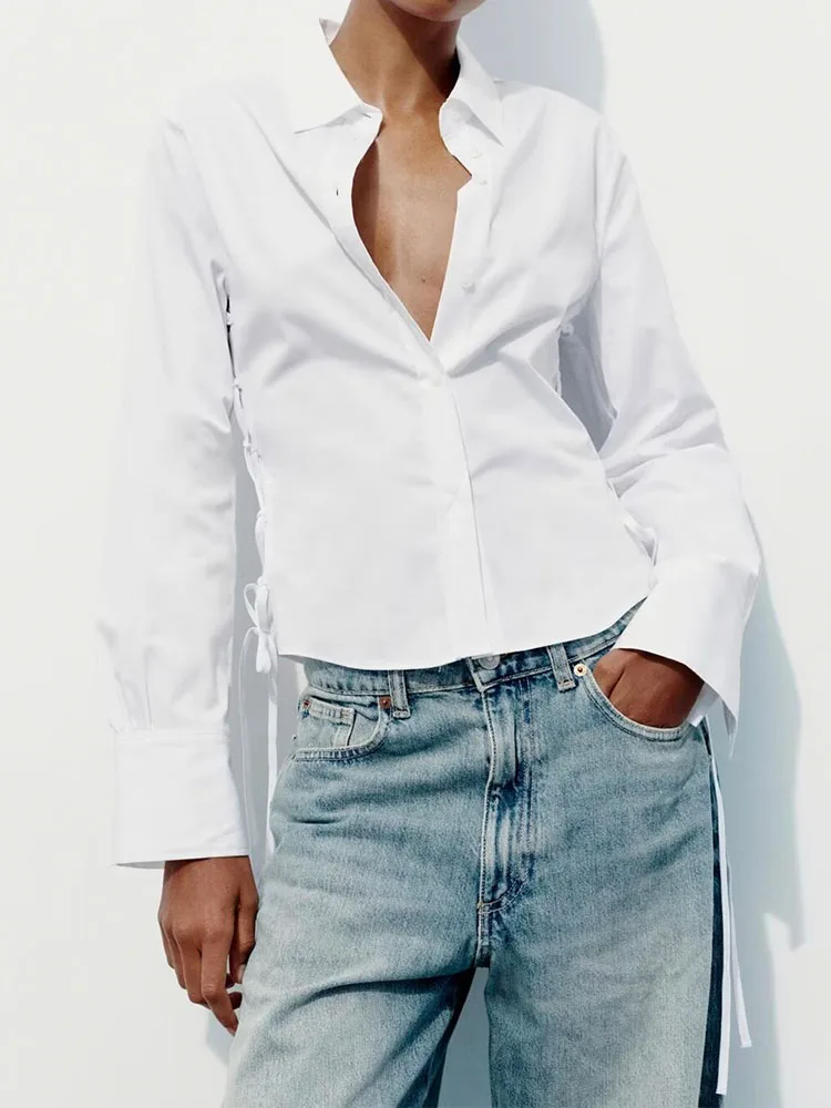 2024 summer women's new style temperament solid color lapel long sleeve side belt design windbreaker fabric shirt
2024 summer women's new style temperament solid color lapel long sleeve side belt design windbreaker fabric shirt