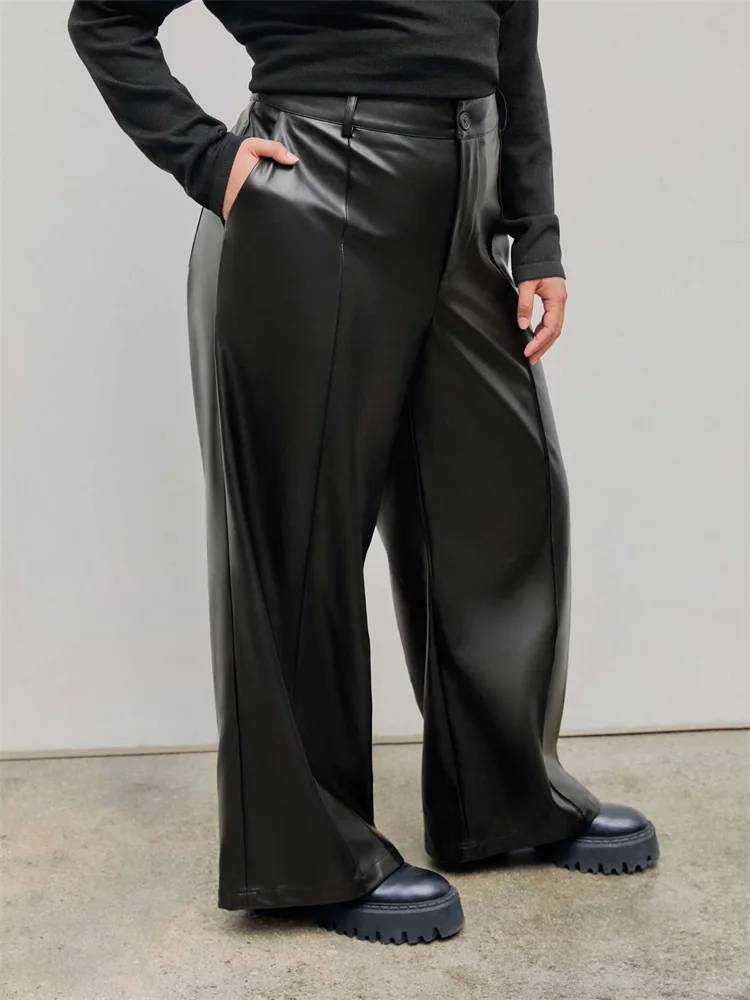 Women Plus Size High Waist Matte Faux Leather Vintage Burgundy Wide Leg Pants Ladies PU Straight Trousers Support Custom
Women Plus Size High Waist Matte Faux Leather Vintage Burgundy Wide Leg Pants Ladies PU Straight Trousers Support Custom