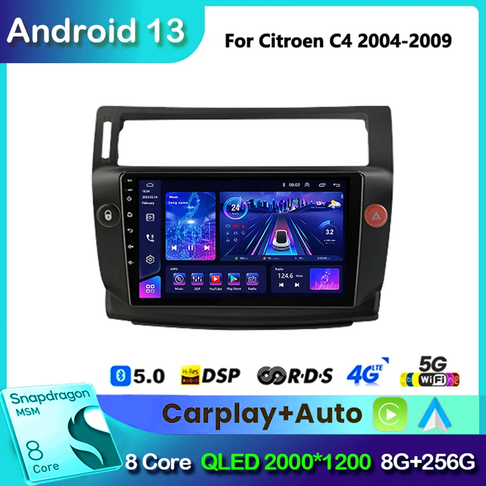 for Citroen C4 C-Triomphe C-Quatre 2004 - 2014 Car Radio Android 13 Carplay Multimedia Video 2Din Stereo Speaker Audio Head Unit
for Citroen C4 C-Triomphe C-Quatre 2004 - 2014 Car Radio Android 13 Carplay Multimedia Video 2Din Stereo Speaker Audio Head Unit