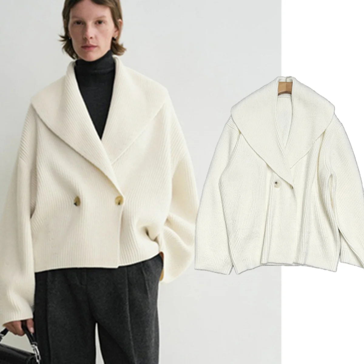 Jenny&dave Winter Jacket Women Nordic Minimalist Women's Wool Sweater Green Collar Loose Double-breasted Knitted Cardigan Women
Jenny&dave Winter Jacket Women Nordic Minimalist Women's Wool Sweater Green Collar Loose Double-breasted Knitted Cardigan Women