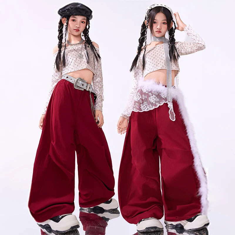 Girls Jazz Dance Costume 2025 Kpop Stage Outfit Red Shuffle Pants Off Shoulder Crop Top Kid Fashion Street Dance Clothes AMY2851
Girls Jazz Dance Costume 2025 Kpop Stage Outfit Red Shuffle Pants Off Shoulder Crop Top Kid Fashion Street Dance Clothes AMY2851