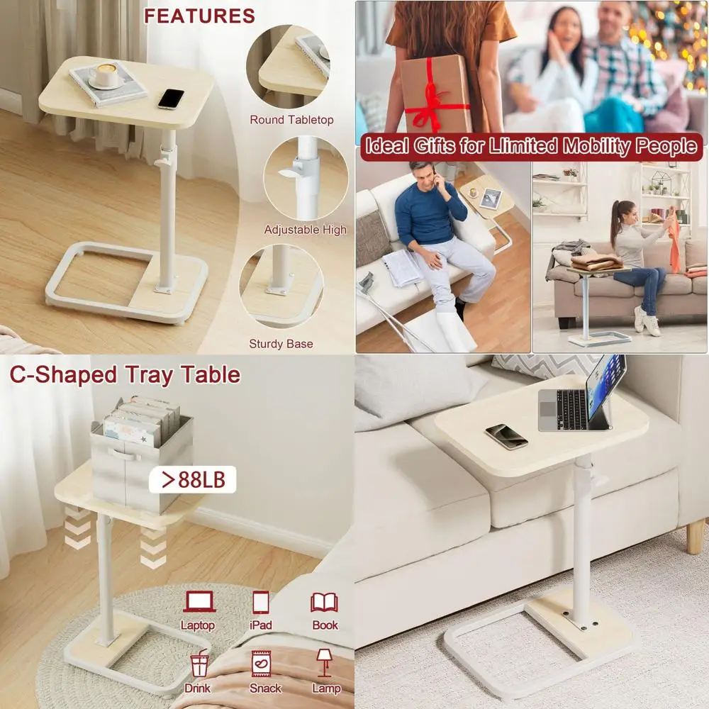 Adjustable Height TV Tray Table for Living Room and Bedroom, Natural Wood Swivel Side Table for Small Spaces
Adjustable Height TV Tray Table for Living Room and Bedroom, Natural Wood Swivel Side Table for Small Spaces
