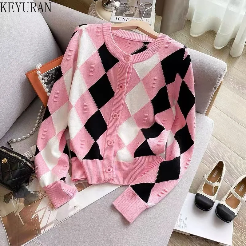 Французский винтажный свитер Argyle, куртка, женский осенне-зимний корейский ленивый стиль, свободный вязаный кардиган с круглым вырезом и длинными рукавами, топы
Французский винтажный свитер Argyle, куртка, женский осенне-зимний корейский ленивый стиль, свободный вязаный кардиган с круглым вырезом и длинными рукавами, топы