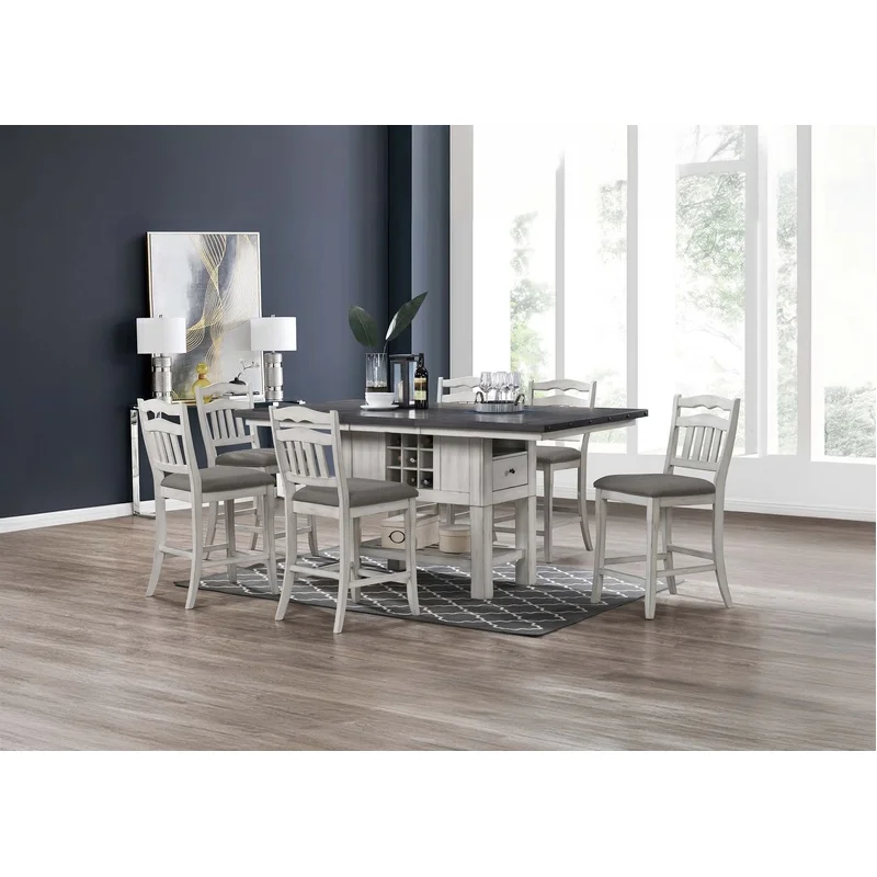 Antique White Counter Height Dining Set with Storage Base, Ladder Back Chairs, 7-Piece Classic Dining Room Table and Chairs
Antique White Counter Height Dining Set with Storage Base, Ladder Back Chairs, 7-Piece Classic Dining Room Table and Chairs