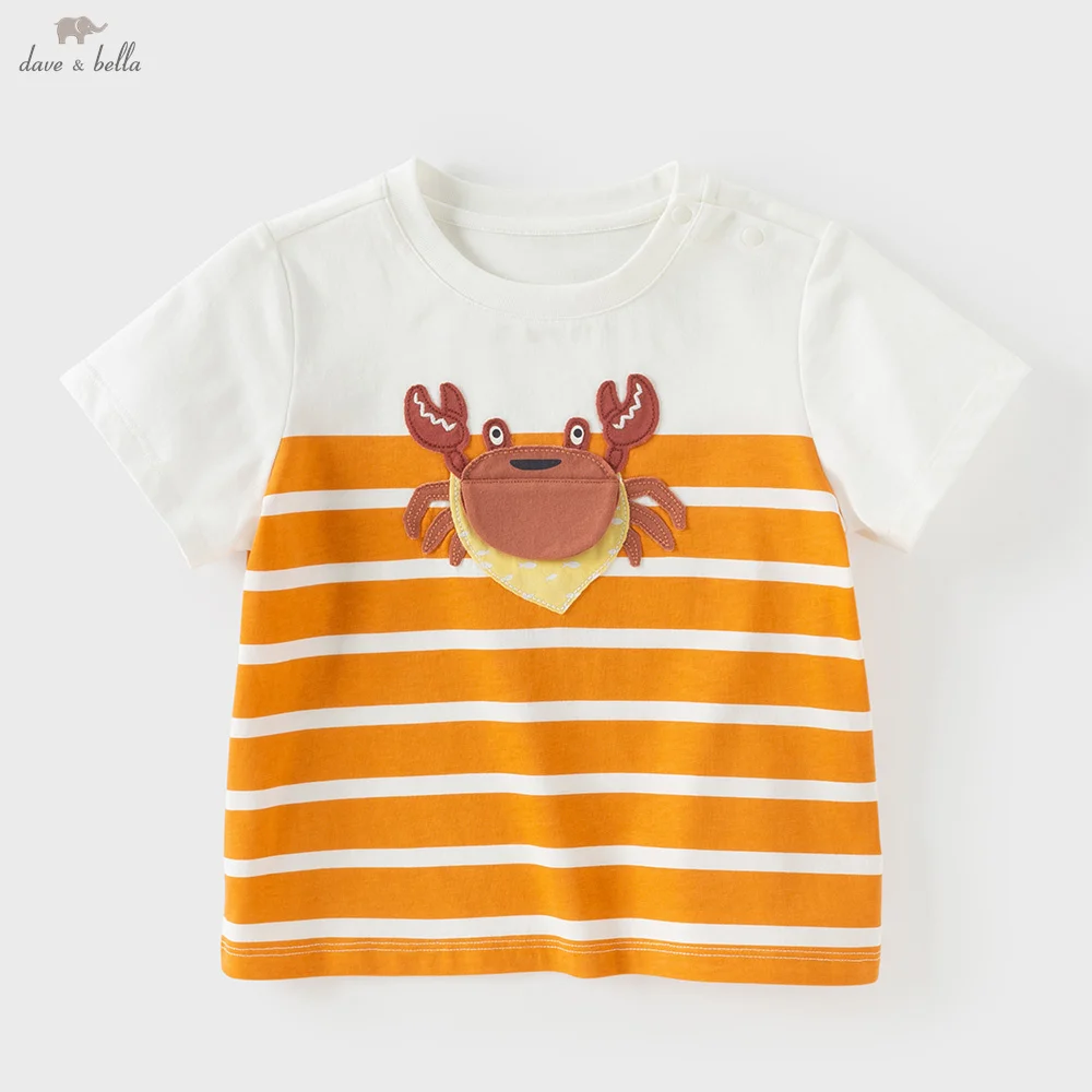 Dave Bella Boys Striped T-shirt Summer Pure Cotton Bottoming Top Short Sleeve Children Casual Pullover Fashion Cool DB2260701
Dave Bella Boys Striped T-shirt Summer Pure Cotton Bottoming Top Short Sleeve Children Casual Pullover Fashion Cool DB2260701