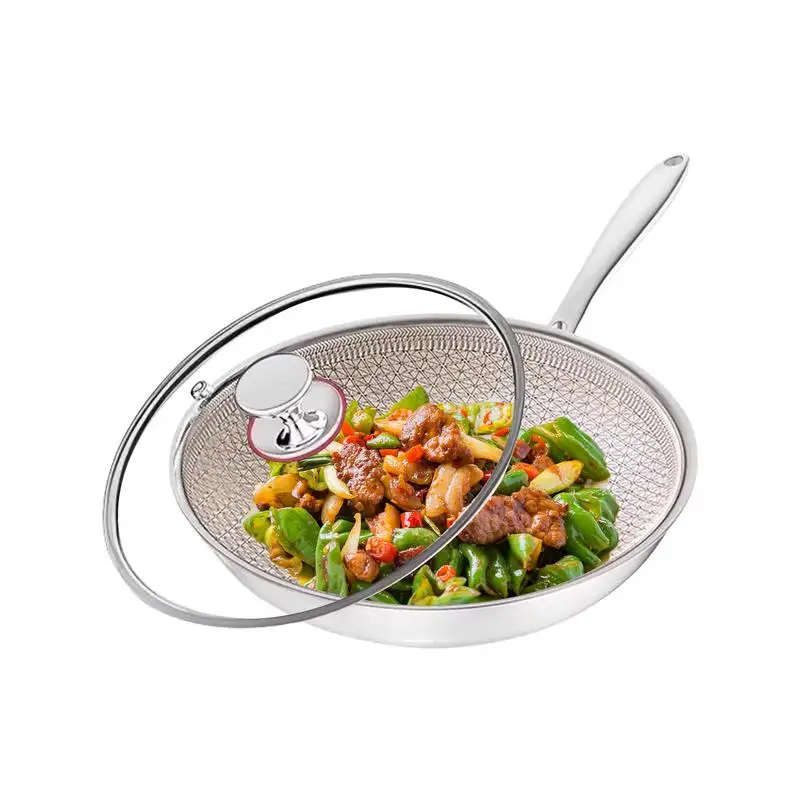 Stainless Steel Frying Pan Scratch-resistant Frying Pan With Glass Lid Kitchen Accessories For Fish Searing Saute Baking Cooking
Stainless Steel Frying Pan Scratch-resistant Frying Pan With Glass Lid Kitchen Accessories For Fish Searing Saute Baking Cooking