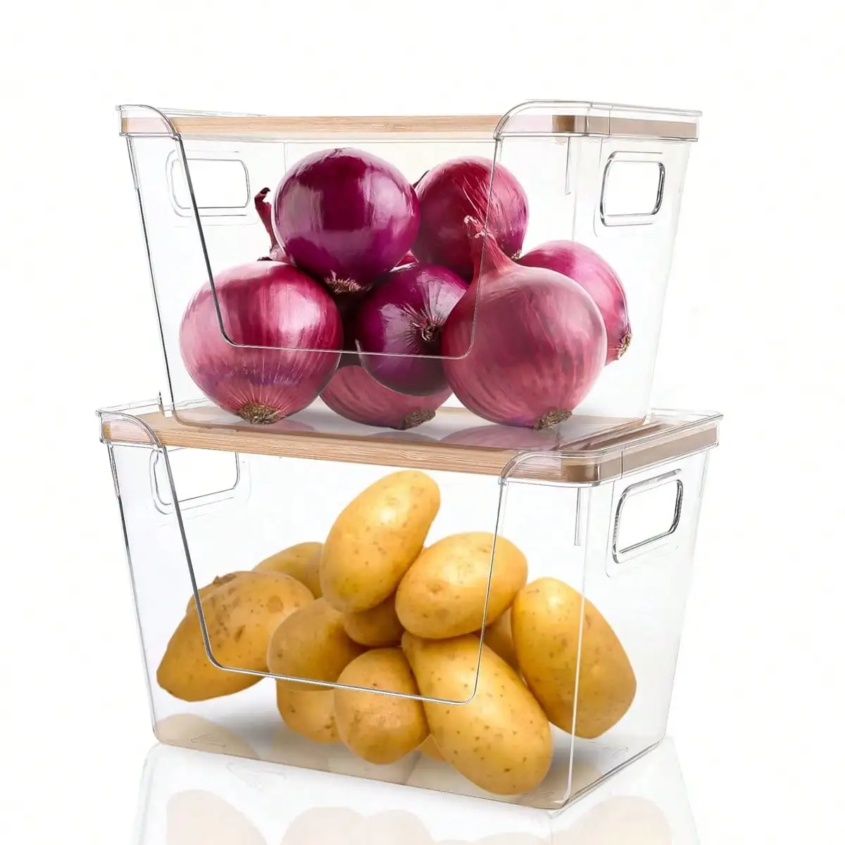Piece Transparent Stackable Food Storage Bin With Wooden Lid, Plastic Material, Organizer Type, Refrigerator & Pantry Suitable, Home Organizers For Vegetables/Fruits, General Household Users, Kitchen Storage Category
Piece Transparent Stackable Food Storage Bin With Wooden Lid, Plastic Material, Organizer Type, Refrigerator & Pantry Suitable, Home Organizers For Vegetables/Fruits, General Household Users, Kitchen Storage Category