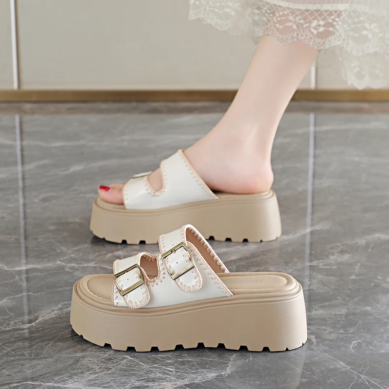 Women Summer Platform One-Strap Slides 6CM Height Increasing Thick Sole Slippers for Petite Girls
Women Summer Platform One-Strap Slides 6CM Height Increasing Thick Sole Slippers for Petite Girls