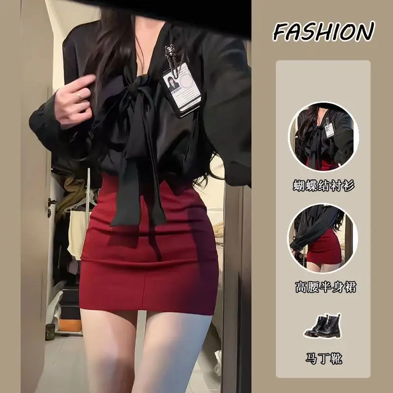 Pure lust style hot girl suit for women 2026 bow long-sleeved shirt high waist hip-covering short skirt two-piece set
Pure lust style hot girl suit for women 2026 bow long-sleeved shirt high waist hip-covering short skirt two-piece set