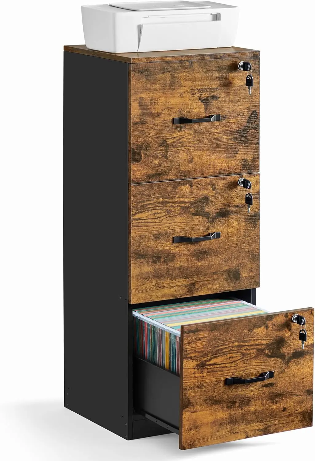 3-Drawer Vertical File Cabinet, Filing Cabinet for Home Office, Printer Stand, with 3 Lockable Drawers, Adjustable Hanging Rail
3-Drawer Vertical File Cabinet, Filing Cabinet for Home Office, Printer Stand, with 3 Lockable Drawers, Adjustable Hanging Rail