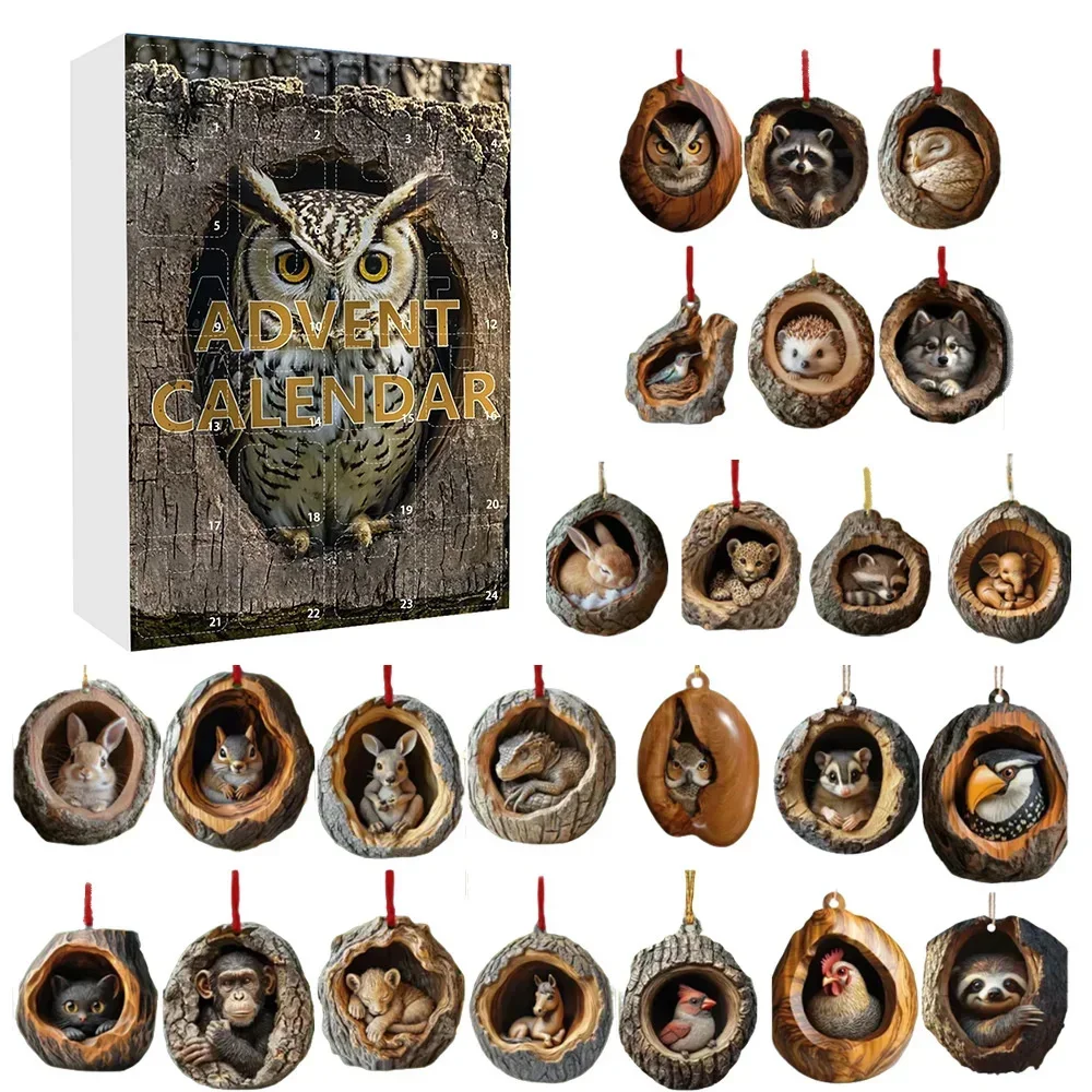 2024 Christmas Acrylic Animal Tree Hole Pendant Blind Box Various Animals Creative Interior Room Decoration Children's Gifts
2024 Christmas Acrylic Animal Tree Hole Pendant Blind Box Various Animals Creative Interior Room Decoration Children's Gifts
