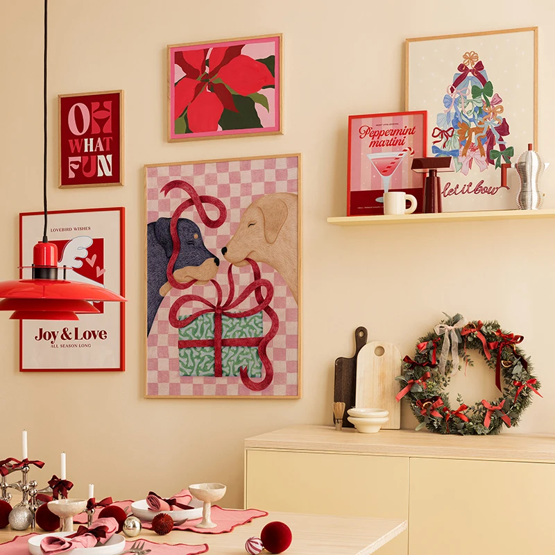 Feliz Navidogs Gallery Wall Posters Bow Lovebird Christmas Gift Canvas Print Art Paintings Decorative Pictures for Living Room
Feliz Navidogs Gallery Wall Posters Bow Lovebird Christmas Gift Canvas Print Art Paintings Decorative Pictures for Living Room