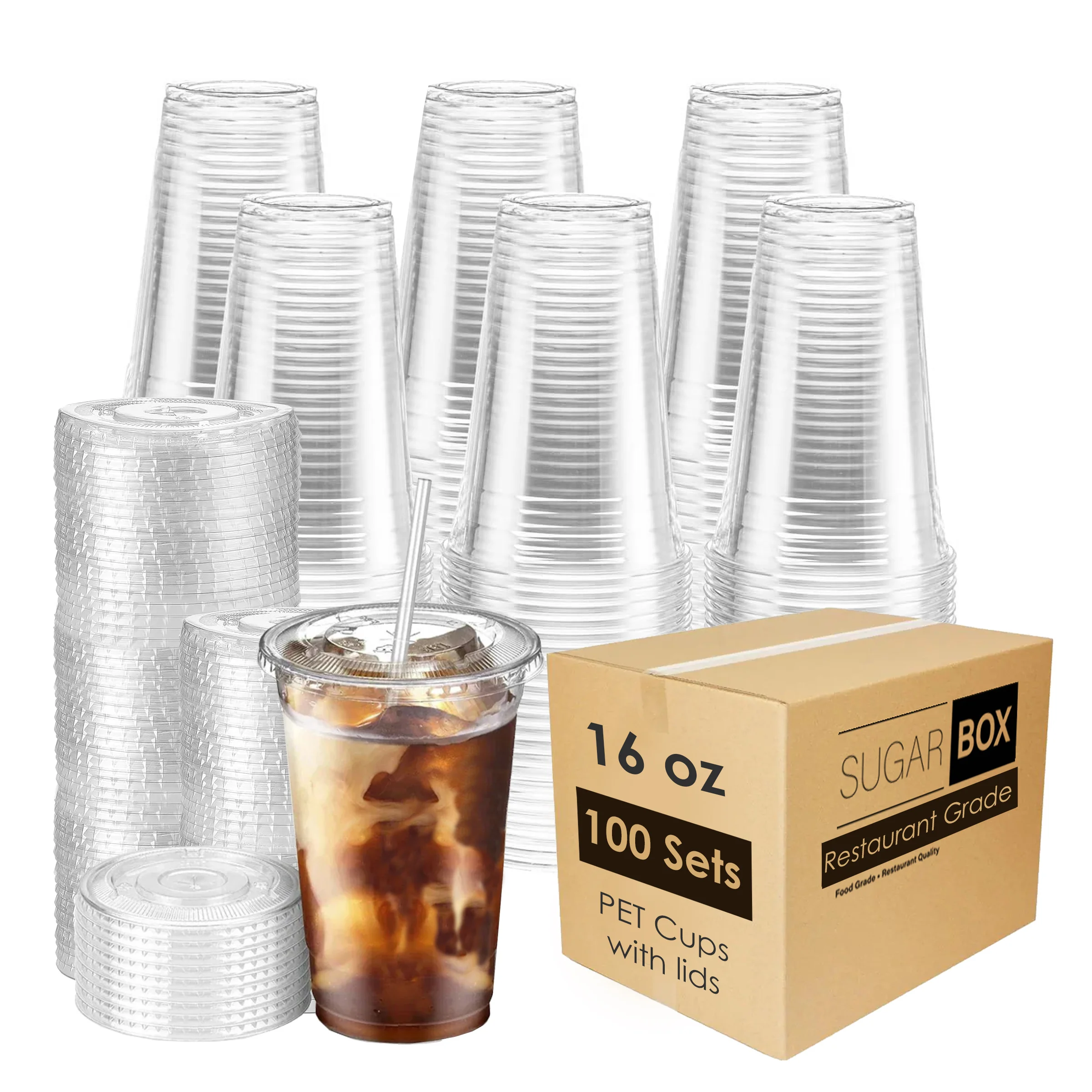 100pcs Clear Plastic Cups, 16/20/24/32oz Disposable Iced Coffee Cups with Flat Lids, Smoothie Cups, PET Crystal Party Cups, Cold Beverages Drinking Cups for Thanksgiving, Halloween, Christmas
100pcs Clear Plastic Cups, 16/20/24/32oz Disposable Iced Coffee Cups with Flat Lids, Smoothie Cups, PET Crystal Party Cups, Cold Beverages Drinking Cups for Thanksgiving, Halloween, Christmas