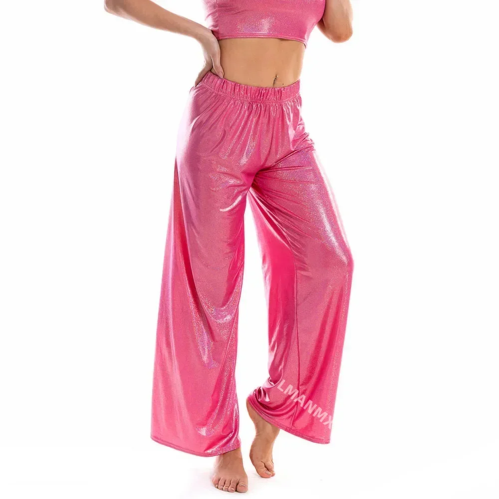 Summer Shiny Women Wide Leg Pants Elastic Waist Loose Casual Metallic Trousers Femme Long Straight Pants Streetwear
Summer Shiny Women Wide Leg Pants Elastic Waist Loose Casual Metallic Trousers Femme Long Straight Pants Streetwear