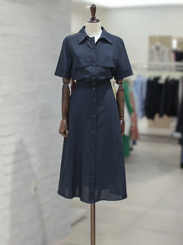 Fashionable Single-Button Short-Sleeve Shirt Dress Women's High-Waist Slimming Casual Skirt OL Style City Commute Summer New ...
Fashionable Single-Button Short-Sleeve Shirt Dress Women's High-Waist Slimming Casual Skirt OL Style City Commute Summer New ...