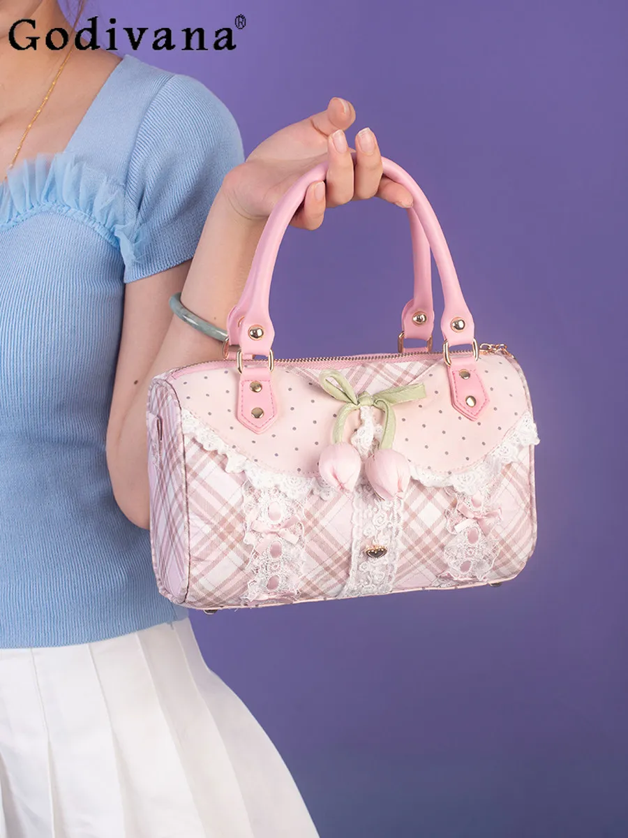 Japanese Original Sweet Girl Heart Pink Plaid Handbag Lace Bow Cute Fashion Versatile Shoulder Bag
Japanese Original Sweet Girl Heart Pink Plaid Handbag Lace Bow Cute Fashion Versatile Shoulder Bag