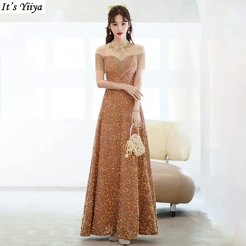 It's Yiiya Customized Evening Dress Gold Short Sleeves Sequins A-Line Floor-Length Zipper Plus size Woman Party Formal Gowns
It's Yiiya Customized Evening Dress Gold Short Sleeves Sequins A-Line Floor-Length Zipper Plus size Woman Party Formal Gowns