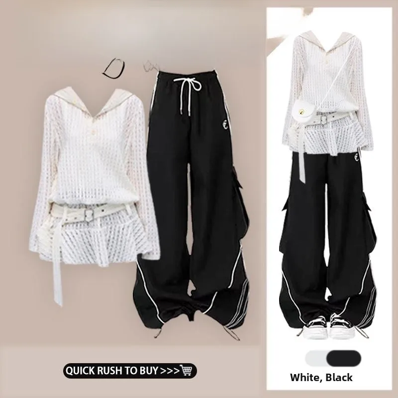 Korean Style Lace Hollow out Sweatshirt Dress Women's Spring 2026 New American Retro High Street Set with Drawstring Work Pants
Korean Style Lace Hollow out Sweatshirt Dress Women's Spring 2026 New American Retro High Street Set with Drawstring Work Pants