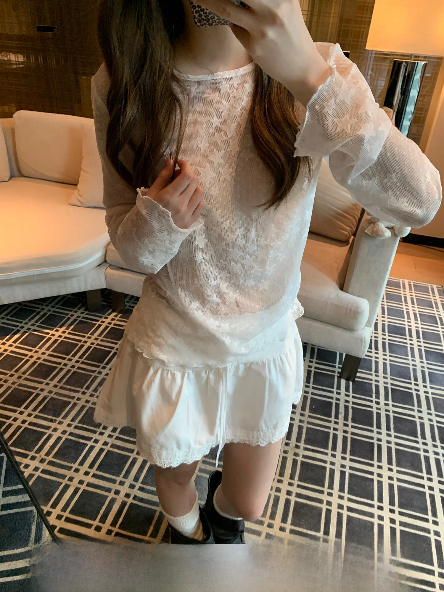 round Ne Long Sve Lace irt Women Early Spring Beautiful Base Layer Youthful Top Star Design Sensation Girl Sle Strai...
round Ne Long Sve Lace irt Women Early Spring Beautiful Base Layer Youthful Top Star Design Sensation Girl Sle Strai...