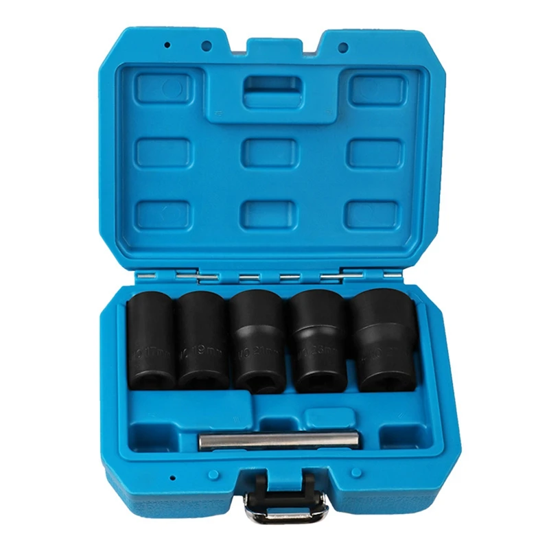 6 Pieces Of Broken Nut Extractor With 17Mm, 19Mm, 21Mm, 23Mm, 27Mm Sleeve And Central Piercing Rod Nut Removal Tool Kit Reusable
6 Pieces Of Broken Nut Extractor With 17Mm, 19Mm, 21Mm, 23Mm, 27Mm Sleeve And Central Piercing Rod Nut Removal Tool Kit Reusable
