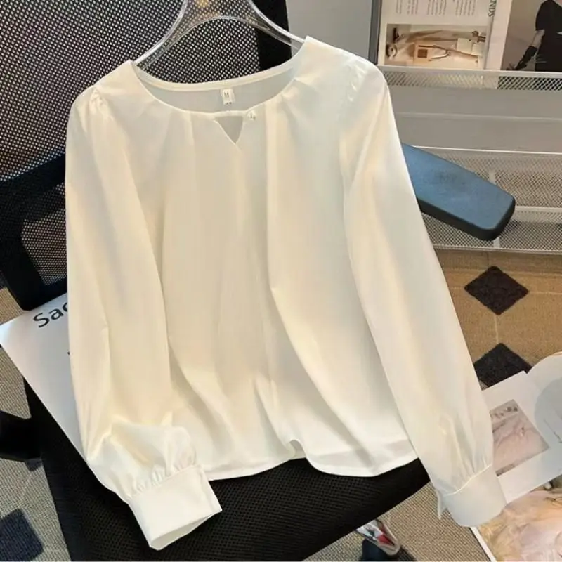 Новая весенне-осенняя темпераментная рубашка с круглым вырезом и длинными рукавами, однотонная свободная универсальная элегантная блузка, модная корейская женская одежда
Новая весенне-осенняя темпераментная рубашка с круглым вырезом и длинными рукавами, однотонная свободная универсальная элегантная блузка, модная корейская женская одежда