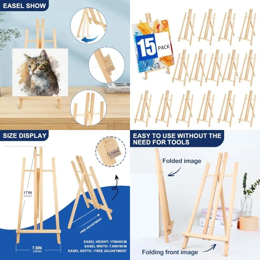 15pcs 17 Inch Tabletop Easels, Easel Stand for Painting,Tripod, Paint Party Easel, Kids Student Desktop Easel for Painting,Paint Easel for Canvas Paints
15pcs 17 Inch Tabletop Easels, Easel Stand for Painting,Tripod, Paint Party Easel, Kids Student Desktop Easel for Painting,Paint Easel for Canvas Paints