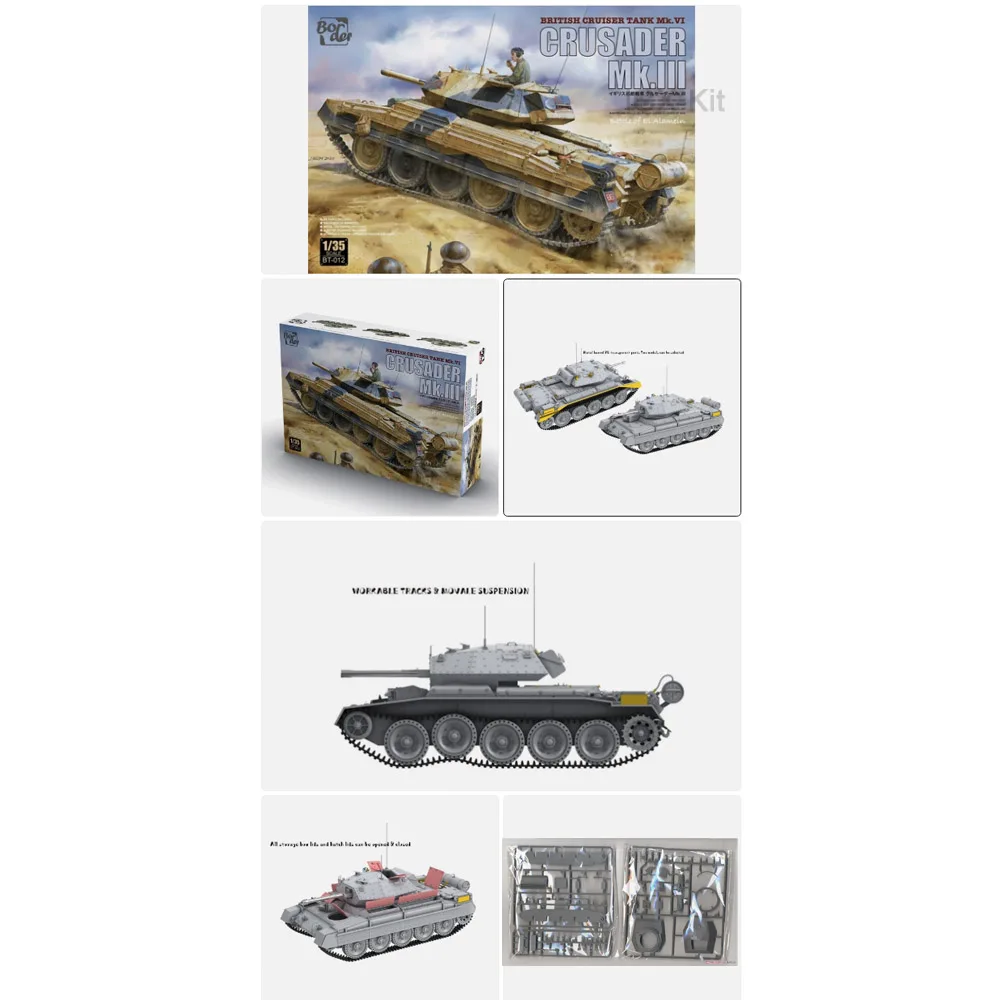 Border BT012 1/35 Scale British Cruiser Tank Crusader Mk III Tank Vehicle Plastic Assembly Model Building Kit Hobby Craft
Border BT012 1/35 Scale British Cruiser Tank Crusader Mk III Tank Vehicle Plastic Assembly Model Building Kit Hobby Craft