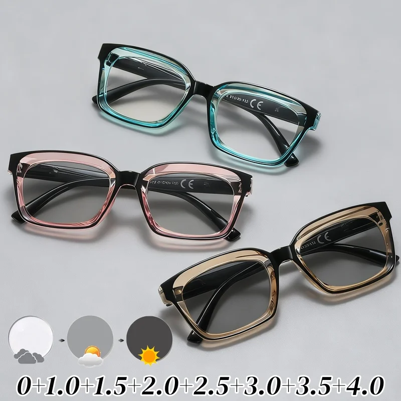 Men's Photochromic Reading Glasses Women Color Changing Far Sight Eyeglasses Frames Trendy Square Frame Presbyopia 0 To +4.0
Men's Photochromic Reading Glasses Women Color Changing Far Sight Eyeglasses Frames Trendy Square Frame Presbyopia 0 To +4.0