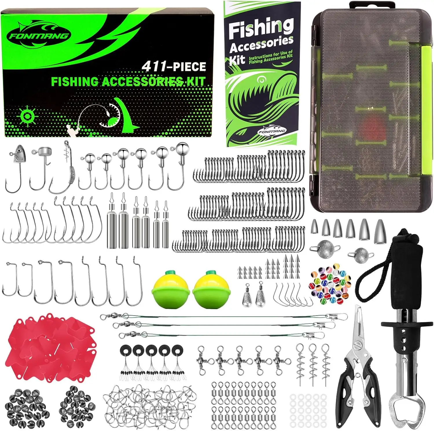 322-Piece Fishing Lures Kit - Buzz Bait/Spinner Baits/Jig/Frog, Fishing Tackle Box with Tackle Included, Soft Bait/Hooks/Weights, Fishing Gear Lure Kit Gift for Men Freshwater Bass Trout
322-Piece Fishing Lures Kit - Buzz Bait/Spinner Baits/Jig/Frog, Fishing Tackle Box with Tackle Included, Soft Bait/Hooks/Weights, Fishing Gear Lure Kit Gift for Men Freshwater Bass Trout