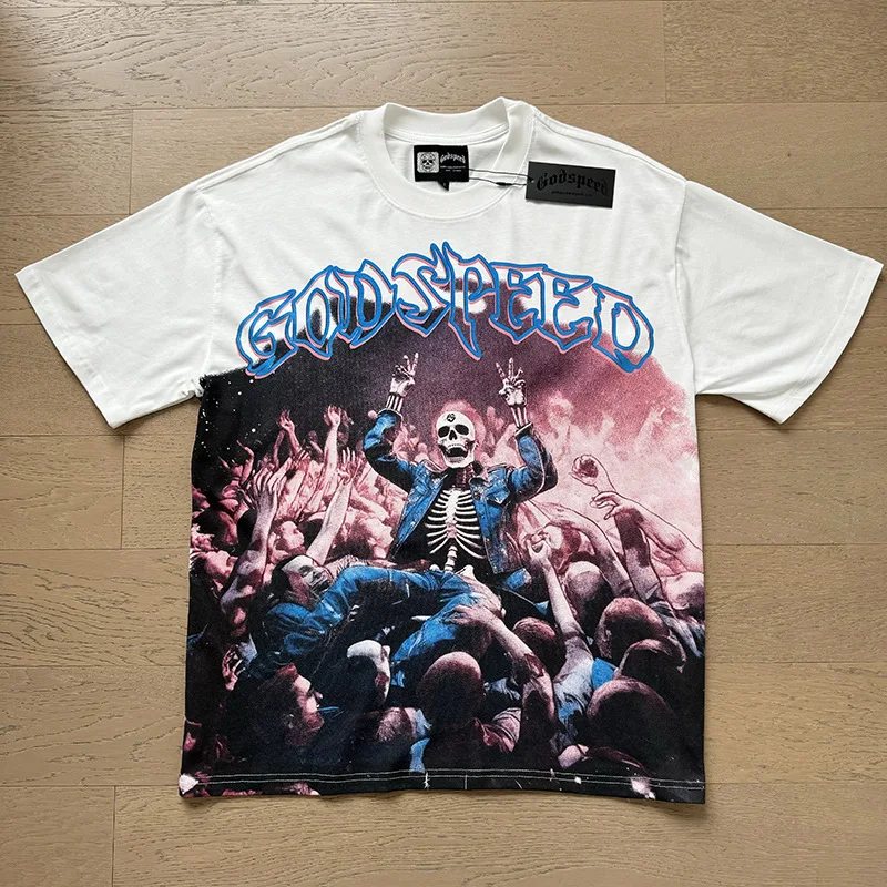 Godspeed T-shirt American Vintage Graffiti Print Streetwear Men Women Hip Hop Fashion Round Neck Short Sleeve GOD SPEED Top Tee
Godspeed T-shirt American Vintage Graffiti Print Streetwear Men Women Hip Hop Fashion Round Neck Short Sleeve GOD SPEED Top Tee