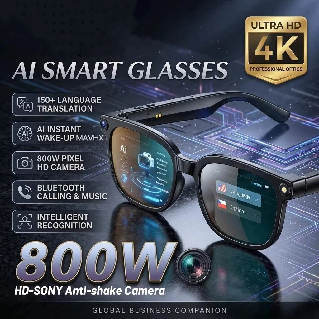 AI Smart Glasses AI Translation 8MP HD Camera 4K Shooting Image Bluetooth Call Recording Music Smart Sunglasses 2026 New
AI Smart Glasses AI Translation 8MP HD Camera 4K Shooting Image Bluetooth Call Recording Music Smart Sunglasses 2026 New