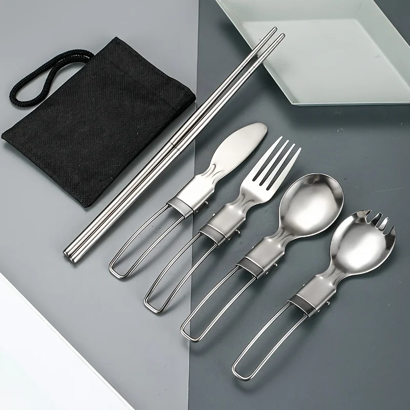 304 Stainless Steel Folding Tableware Set:knife,fork, Spoon,chopsticks,portable Picnic Tableware For Travel,outdoor Tableware
304 Stainless Steel Folding Tableware Set:knife,fork, Spoon,chopsticks,portable Picnic Tableware For Travel,outdoor Tableware