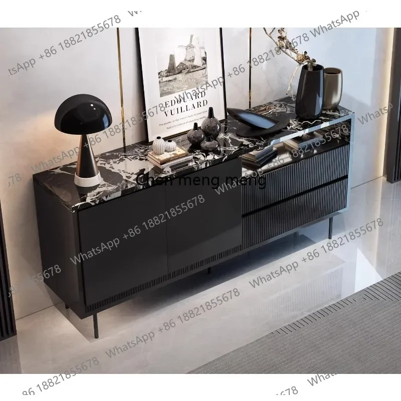 E136Italian-style entrance cabinet opposite the door, high-end black marble dining side locker in the living room
E136Italian-style entrance cabinet opposite the door, high-end black marble dining side locker in the living room