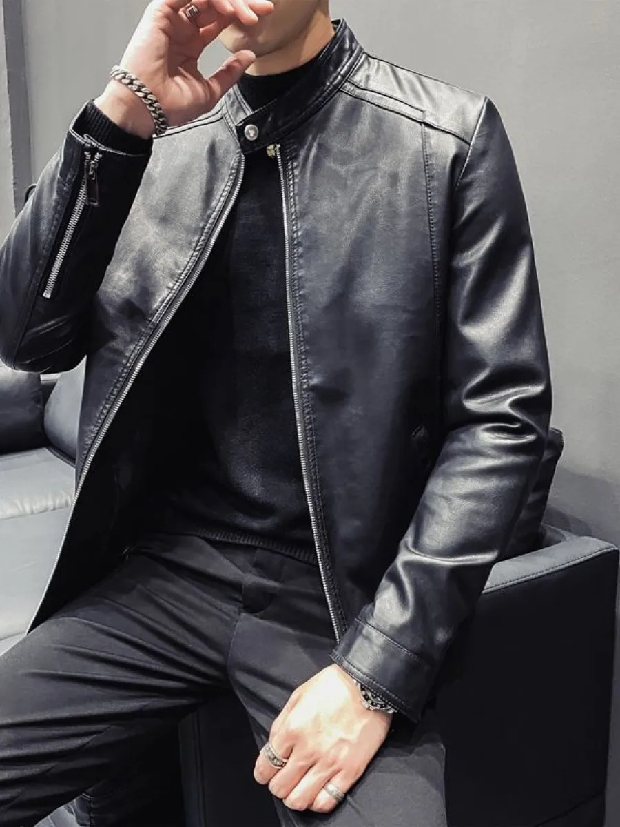 Men's PU Leather Biker Jaet Thin Spring Autumn Stand Collar Warm Faion Urban Sle Long Sve Zipper Closure Outerwear
Men's PU Leather Biker Jaet Thin Spring Autumn Stand Collar Warm Faion Urban Sle Long Sve Zipper Closure Outerwear