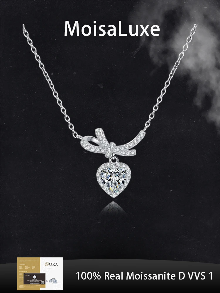 MoisaLuxe Official Store GRA Moissanite Plata Sterling 925 Silver Love Necklace Women's Bowknot Jewelry Heart Pendant Necklace
MoisaLuxe Official Store GRA Moissanite Plata Sterling 925 Silver Love Necklace Women's Bowknot Jewelry Heart Pendant Necklace