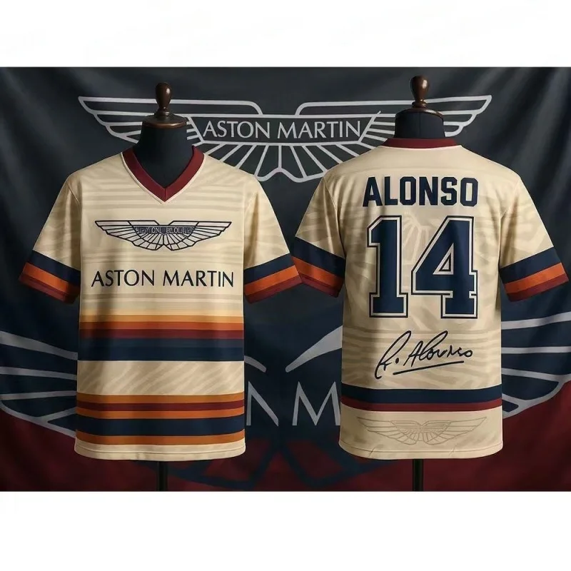 Aston Martin Team 14 Alonso Signed Racing Suit F1 Peripheral Sports Short-sleeve V-neck T-shirt Breathable Comfortable
Aston Martin Team 14 Alonso Signed Racing Suit F1 Peripheral Sports Short-sleeve V-neck T-shirt Breathable Comfortable