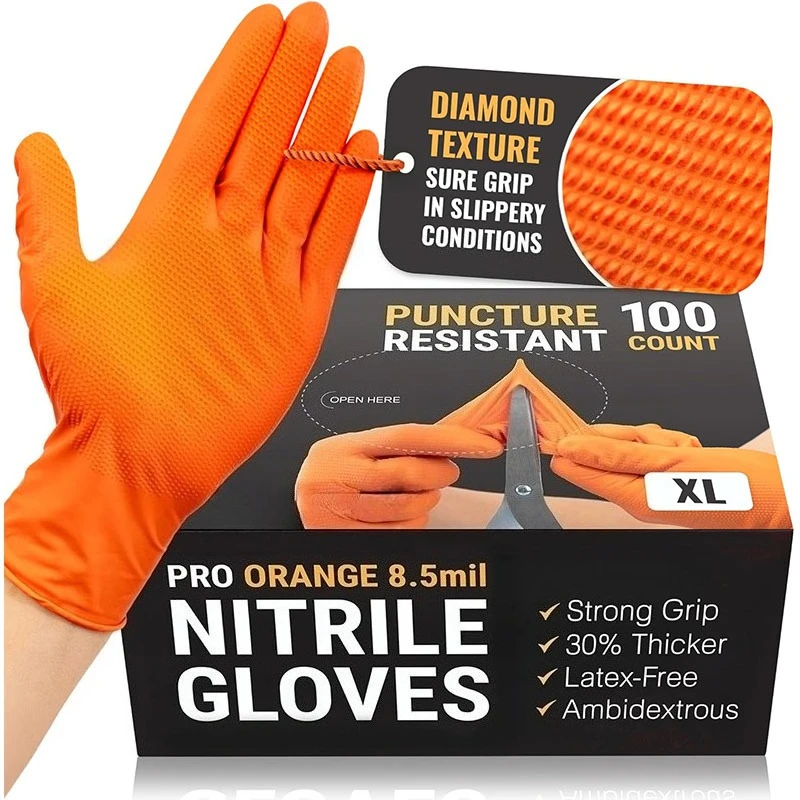 Heavy Orange Disposable Nitrile Extra Thick Gloves 8.5 Mil -Powder-Free Puncture-Resistant Protection-Diamond-Texture Work Glove
Heavy Orange Disposable Nitrile Extra Thick Gloves 8.5 Mil -Powder-Free Puncture-Resistant Protection-Diamond-Texture Work Glove