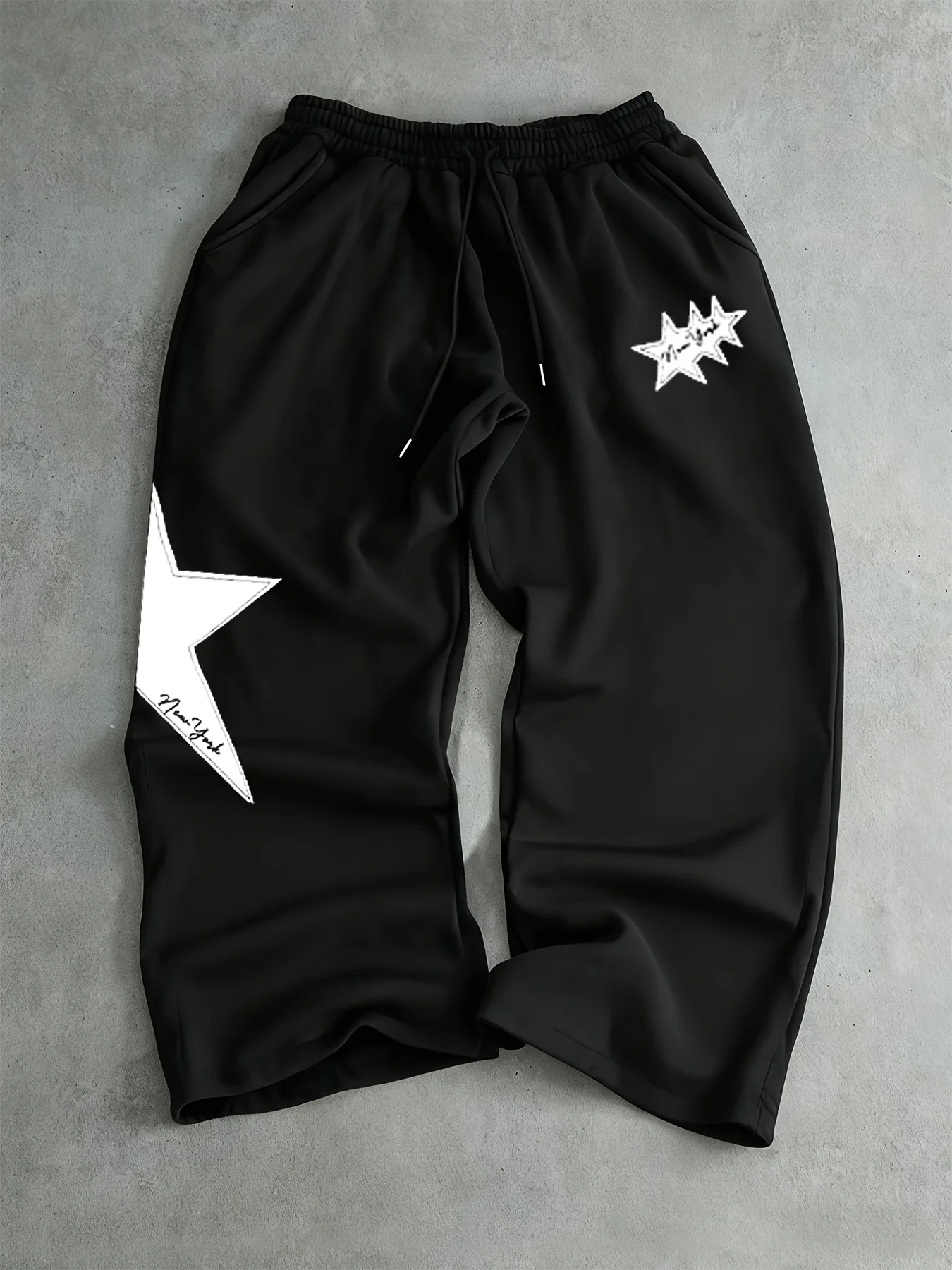 Men's Black Jogging Pants, Text and Star Print, Hip Hop Street Pants, Drawstring Elastic Waistband, Loose Casual Pants 2025
Men's Black Jogging Pants, Text and Star Print, Hip Hop Street Pants, Drawstring Elastic Waistband, Loose Casual Pants 2025
