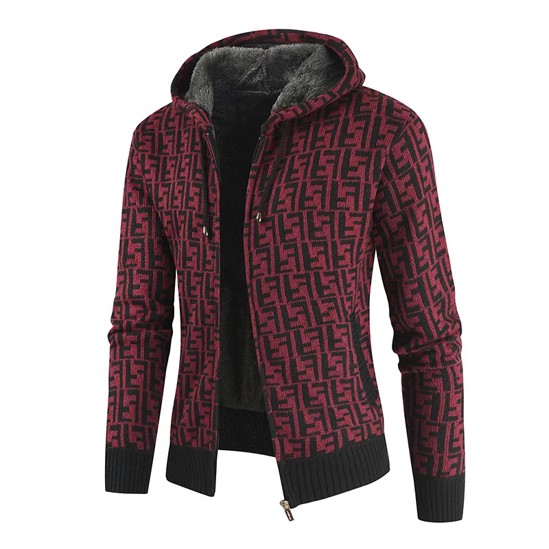 Men's Winter Striped Sweatercoat Thick Fleece Warm Jacket Zipper Wool Hooded Cardigan Jumpers Male Long Sleeve Knitted Coat
Men's Winter Striped Sweatercoat Thick Fleece Warm Jacket Zipper Wool Hooded Cardigan Jumpers Male Long Sleeve Knitted Coat