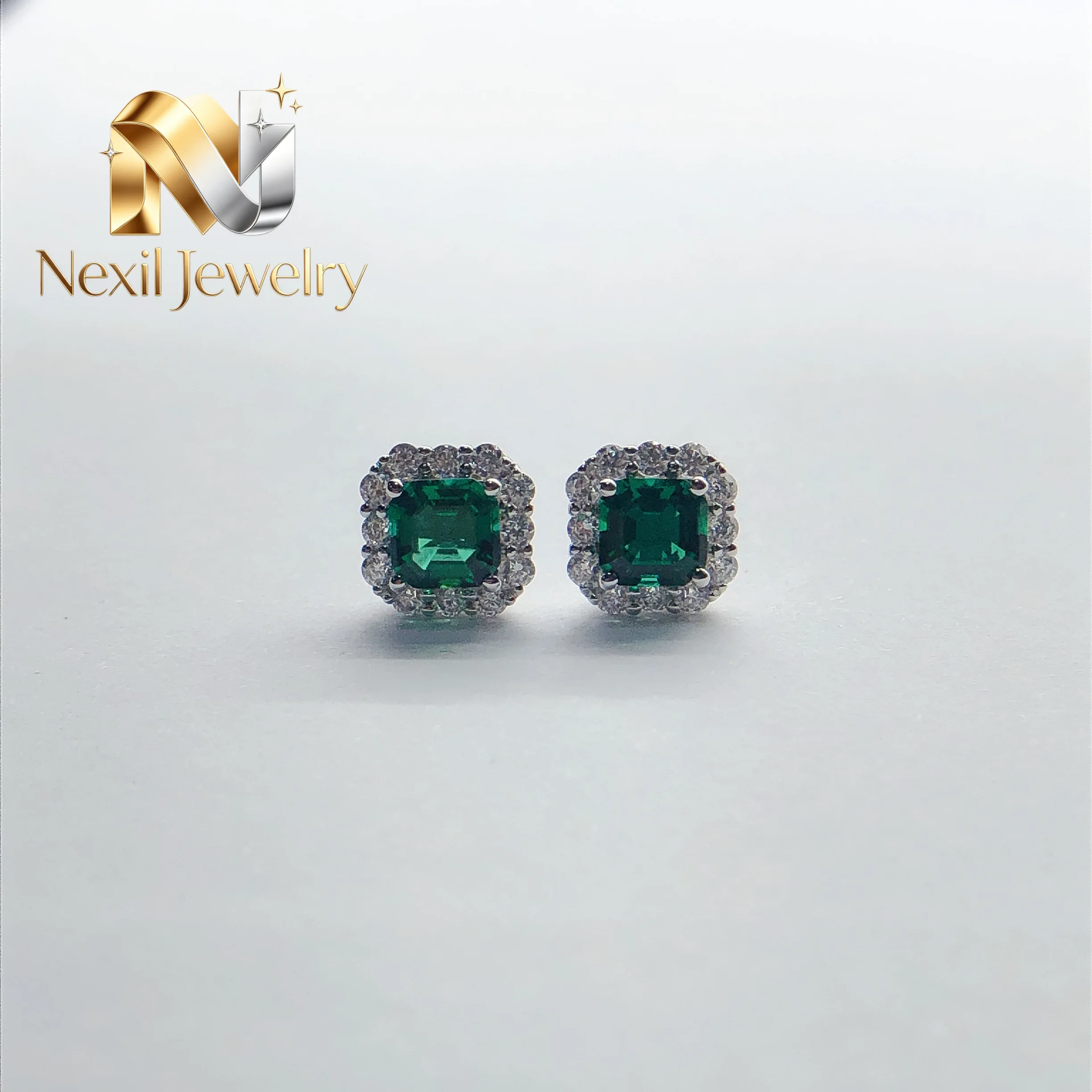 Nexil Jewelry Solid 14K White Gold 0.5Ct each Emerald Color Lab-grown Gem Stud Earrings Women Jewelry Birthday E066
Nexil Jewelry Solid 14K White Gold 0.5Ct each Emerald Color Lab-grown Gem Stud Earrings Women Jewelry Birthday E066