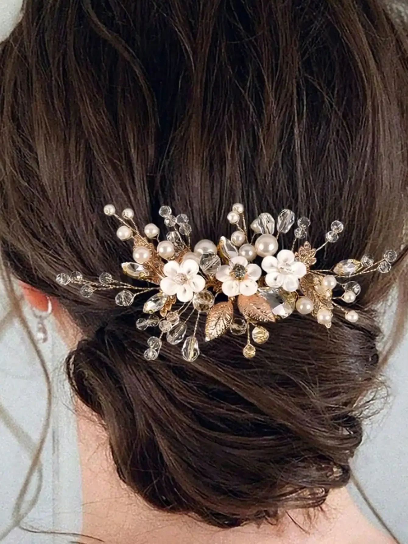 1pc Women's Elegant Handmade Alloy Leaf & Ceramic Flower Faux Pearl Hair Comb, Bridal Wedding Party Accessory,Summer,Beach
1pc Women's Elegant Handmade Alloy Leaf & Ceramic Flower Faux Pearl Hair Comb, Bridal Wedding Party Accessory,Summer,Beach