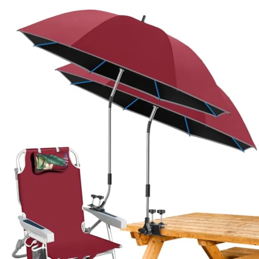 Beach Umbrella, 2PACK 48.7inch Chair Umbrella with Clamp adjustable 360°, UV Protection Large Camping Chair Umbrellas for Campi
Beach Umbrella, 2PACK 48.7inch Chair Umbrella with Clamp adjustable 360°, UV Protection Large Camping Chair Umbrellas for Campi