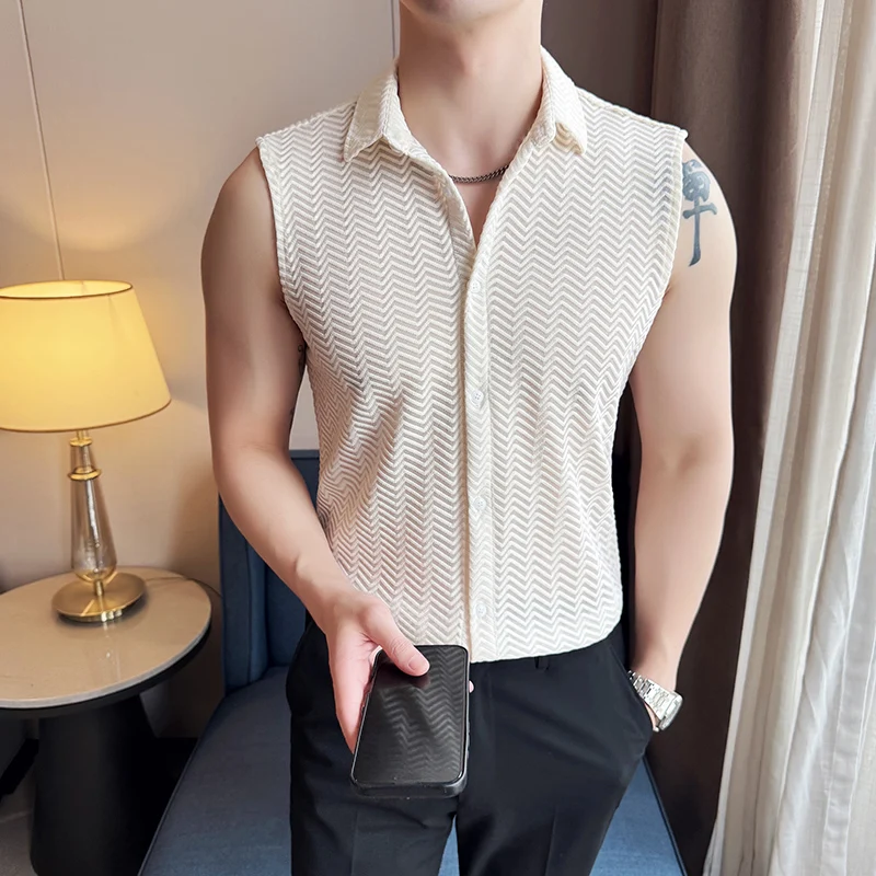 Men's Social Shirt Fashion Hollow Lace Sleeveless Men Casual Shirts Slim Fit Turn Down Collar Prom Tuxedo Dress Plus Size 4XL-M
Men's Social Shirt Fashion Hollow Lace Sleeveless Men Casual Shirts Slim Fit Turn Down Collar Prom Tuxedo Dress Plus Size 4XL-M