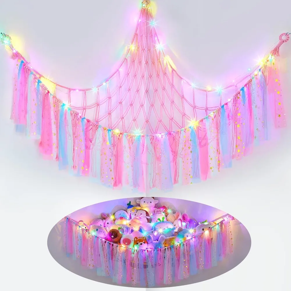 Plush Toy Netting or Hammocks with LED Lights; Hanging Plush Toy Storage Racks
Plush Toy Netting or Hammocks with LED Lights; Hanging Plush Toy Storage Racks